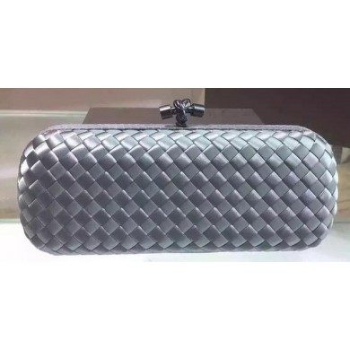 AAA Bottega Veneta STRETCH Knot Sheepskin Leather Clutch BV8651 Grey BV657JH19