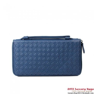 AAA Copy Bottega Veneta Intrecciato Nappa Zip Around Wallet BV583 Blue BV274Vi77