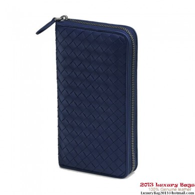 AAAAA Copy Bottega Veneta 275064 V001N 4207 Intrecciato Nappa Zip Around Wallet Indigo Blu BV1014xz13