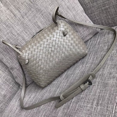 Bottega Veneta Bicolors Intrecciato Nappa Cross Body Bag BV9610 grey BV450hn36
