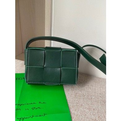 Bottega Veneta CASSETTE Mini intreccio leather cross-body bag 666688 RAINTREE BV170wh86