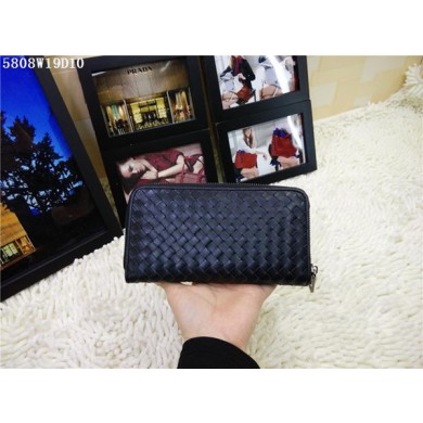 Bottega Veneta Intrecciato Calfskin Zip Around Wallet BV5808 Black BV1079dV68