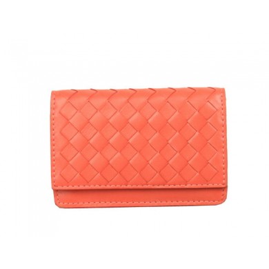 Bottega Veneta Intrecciato Nappa Card Case 5810 Light Red BV844Gp37