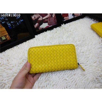 Bottega Veneta Intrecciato Nappa Zip Around Wallet BV5808 Yellow BV48lV14