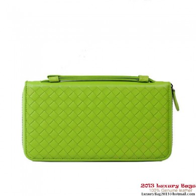 Bottega Veneta Intrecciato Nappa Zip Around Wallet BV583 Green BV888cP15
