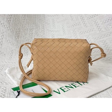 Fake Bottega Veneta Small intrecciato leather cross-body bag 680255 Almond BV899kw88