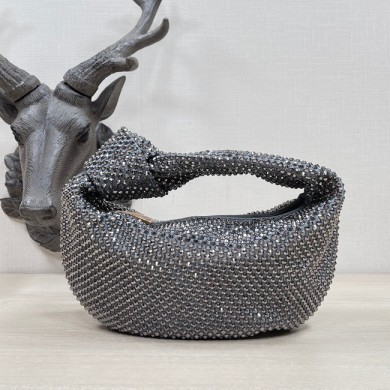 Fake Imitation Bottega Veneta Mini with artificial crystals JODIE 651876V gray BV607xI89