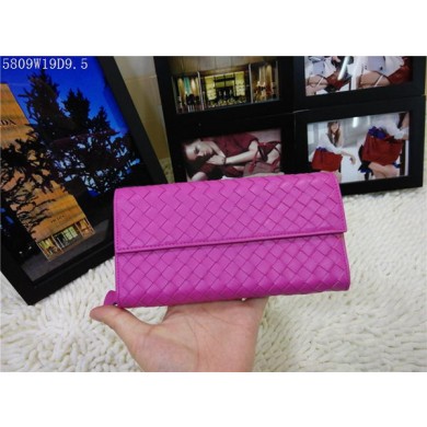 Imitation Bottega Veneta Intrecciato Nappa Continental Wallets 5809 Rose BV653lH78