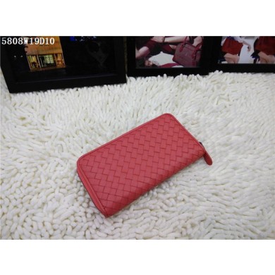 Imitation Bottega Veneta Intrecciato Nappa Zip Around Wallet BV5808 Light Red BV1222SU34
