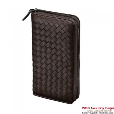 Knockoff Bottega Veneta 275064 V001N 2040 Intrecciato Nappa Zip Around Wallet Ebano BV849yN38