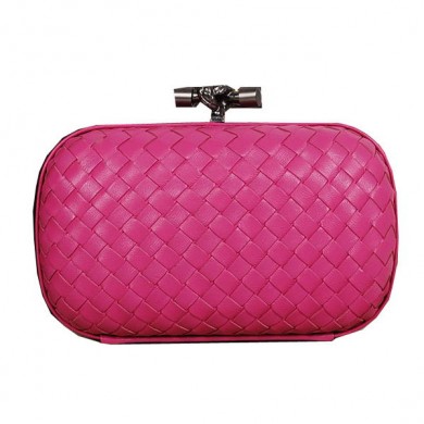 Knockoff Bottega Veneta Intrecciato Sheepskin Impero Ayers Knot Clutch 11308 Rose BV863FI62