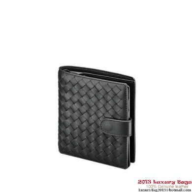 Replica AAA Bottega Veneta 114073 V001N 1000 Intrecciato Nappa Flap French Wallet Nero BV1255GF79