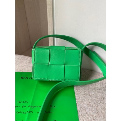 Replica Bottega Veneta CASSETTE Mini intreccio leather cross-body bag 666688 Parakeet BV901BH97