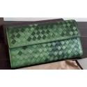 Bottega Veneta Intrecciato Nappa Tri-Flod Wallet BV150507 Green BV436Ri95
