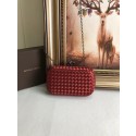 BOTTEGA VENETA Knot snakeskin-trimmed satin clutch 62548 Burgundy BV851jC82