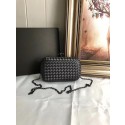BOTTEGA VENETA Knot snakeskin-trimmed satin clutch 62548 dark grey BV906Kv47