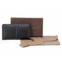 Copy Best Quality Bottega Veneta Edoardo Ebano Zip Around Wallet BV2017 Black BV91BR87
