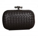 Copy Bottega Veneta Intrecciato Sheepskin Impero Ayers Knot Clutch 11308 Black BV1113UG71