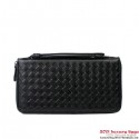 Imitation Bottega Veneta Intrecciato Nappa Zip Around Wallet BV583 Black BV337zB65