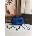 Top BOTTEGA VENETA Knot snakeskin-trimmed satin clutch 62548 blue BV57eo14