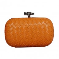 Fake Bottega Veneta Intrecciato Sheepskin Impero Ayers Knot Clutch 11308 Orange BV661DV93