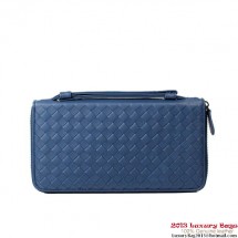AAA Copy Bottega Veneta Intrecciato Nappa Zip Around Wallet BV583 Blue BV274Vi77