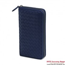 AAAAA Copy Bottega Veneta 275064 V001N 4207 Intrecciato Nappa Zip Around Wallet Indigo Blu BV1014xz13