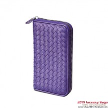 Bottega Veneta 114076 V001N 5102 Intrecciato Nappa Zip Around Wallet Violet BV841bR82