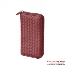 Bottega Veneta 114076 V4651 6100 Intrecciato VN Zip Around Wallet Garnet BV68Hk55