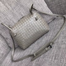 Bottega Veneta Bicolors Intrecciato Nappa Cross Body Bag BV9610 grey BV450hn36