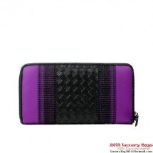 Bottega Veneta Edoardo Ebano Zip Around Wallet BV5025 Violet BV648mV18