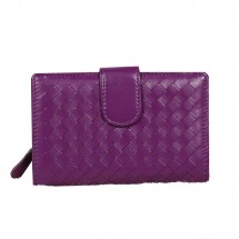 Bottega Veneta Intrecciato Nappa Flap French Wallet BV2155 Purple BV1238dX32