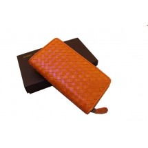 Bottega Veneta Intrecciato Nappa Zip Around Wallet 17004 Light Orange BV532Ul96