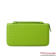 Bottega Veneta Intrecciato Nappa Zip Around Wallet BV583 Green BV888cP15