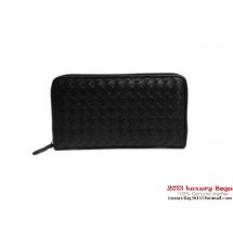 Bottega Veneta Intrecciato Nappa Zippy Wallet BV1571 Black BV360Bt18