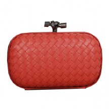 Bottega Veneta Intrecciato Sheepskin Impero Ayers Knot Clutch 11308 Light Red BV1053vJ33