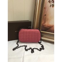 BOTTEGA VENETA Knot snakeskin-trimmed satin clutch 62548 Watermelon Red BV1048kH80
