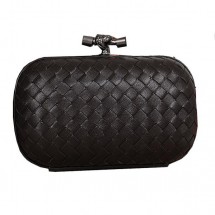 Copy Bottega Veneta Intrecciato Sheepskin Impero Ayers Knot Clutch 11308 Black BV1113UG71