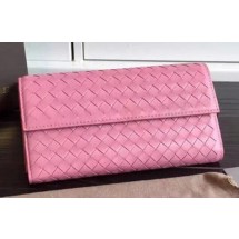 Fake Bottega Veneta Intrecciato Nappa Tri-Flod Wallet BV150507 Pink BV1173xR88