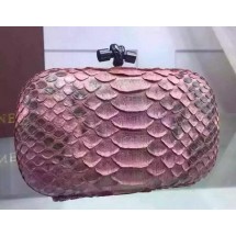Fake Bottega Veneta Snake Leather Knot Clutch BV8653 Pink BV245zR45