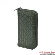 Imitation Bottega Veneta 114076 V4651 3023 Intrecciato VN Zip Around Wallet Black Forest BV969sd97