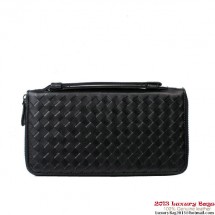Imitation Bottega Veneta Intrecciato Nappa Zip Around Wallet BV583 Black BV337zB65