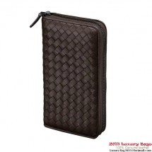 Knockoff Bottega Veneta 275064 V001N 2040 Intrecciato Nappa Zip Around Wallet Ebano BV849yN38