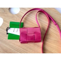 Knockoff Bottega Veneta CASSETTE Mini intrecciato textured leather crossbody bag 666688 rose BV660kD96
