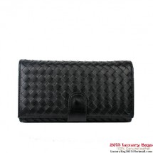 Replica Top Bottega Veneta Intrecciato Nappa Continental Wallet BV178 Black BV1165Il23