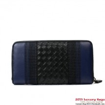 Top Bottega Veneta Edoardo Ebano Zip Around Wallet BV5025 RoyalBlue BV1080eo14