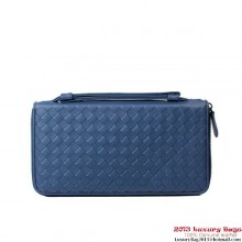 AAA Copy Bottega Veneta Intrecciato Nappa Zip Around Wallet BV583 Blue BV274Vi77