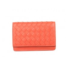 Bottega Veneta Intrecciato Nappa Card Case 5810 Light Red BV844Gp37