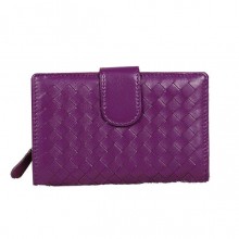 Bottega Veneta Intrecciato Nappa Flap French Wallet BV2155 Purple BV1238dX32