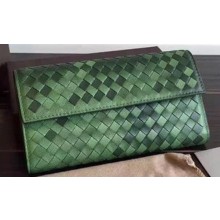 Bottega Veneta Intrecciato Nappa Tri-Flod Wallet BV150507 Green BV436Ri95